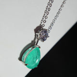 Emerald Cut Paraiba Tourmaline Silver Plated Necklace