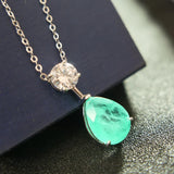 Emerald Cut Paraiba Tourmaline Silver Plated Necklace