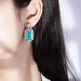 Paraiba Tourmaline Earrings Blue/Green Stone 925 Silver Party Jewelry