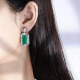 Paraiba Tourmaline Earrings Blue/Green Stone 925 Silver Party Jewelry