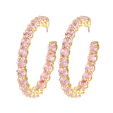 KQDANCE Round Pink Diamond Hoop Earrings 925 Silver Plated Jewelry