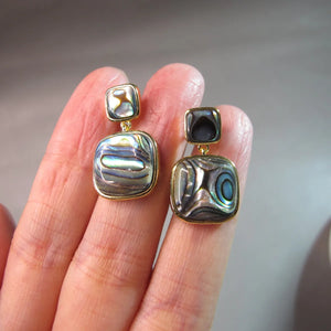 Plated Gray Mother of Pearl Drop Earrings