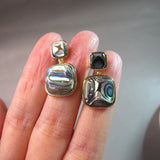 Plated Gray Mother of Pearl Drop Earrings