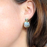 Plated Gray Mother of Pearl Drop Earrings