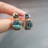 Plated Gray Mother of Pearl Drop Earrings