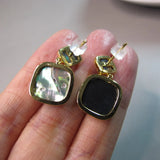Plated Gray Mother of Pearl Drop Earrings