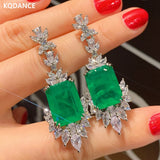 Lab Gemstone Diamond Emerald Ruby Paraiba Tourmaline Drop Earrings