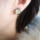 Lab Diamond Blue/Yellow Stud Earrings 925 Sterling Silver Jewelry