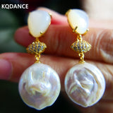 Baroque Freshwater Pearl Drop Earrings 925 Silver Plated Jewelry