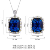 Cushion Cut 15x20mm Created Sapphire Emerald Gemstone Pendant Necklace
