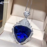 Large Triangle Sapphire Diamond Pendant Necklace for Women