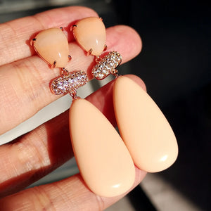 Orange Pink Turquoise Earrings 925 Silver Yellow/Rose Plated Jewelry