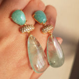 Orange Pink Turquoise Earrings 925 Silver Yellow/Rose Plated Jewelry