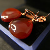 Red Agate Pearl Stones Earrings with 925 Silver Needle Jewelry