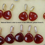 Red Agate Pearl Stones Earrings with 925 Silver Needle Jewelry