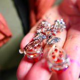 Yellow Red Moissanite Diamond Tear Drop Flower Dangle Earrings