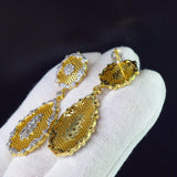 Vintage CZ Dangle Earrings Silver 925 Needle Black/Gold