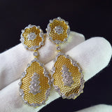 Vintage CZ Dangle Earrings Silver 925 Needle Black/Gold
