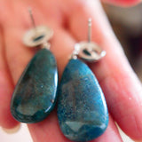 Large Apatite Drop Earrings 925 Silver Jewelry