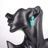 Emerald Cut Paraiba Tourmaline Pariba Earrings 925 Silver