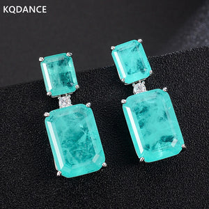 Emerald Cut Paraiba Tourmaline Pariba Earrings 925 Silver