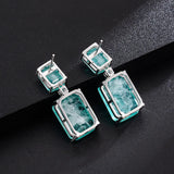 Emerald Cut Paraiba Tourmaline Pariba Earrings 925 Silver