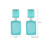 Emerald Cut Paraiba Tourmaline Pariba Earrings 925 Silver
