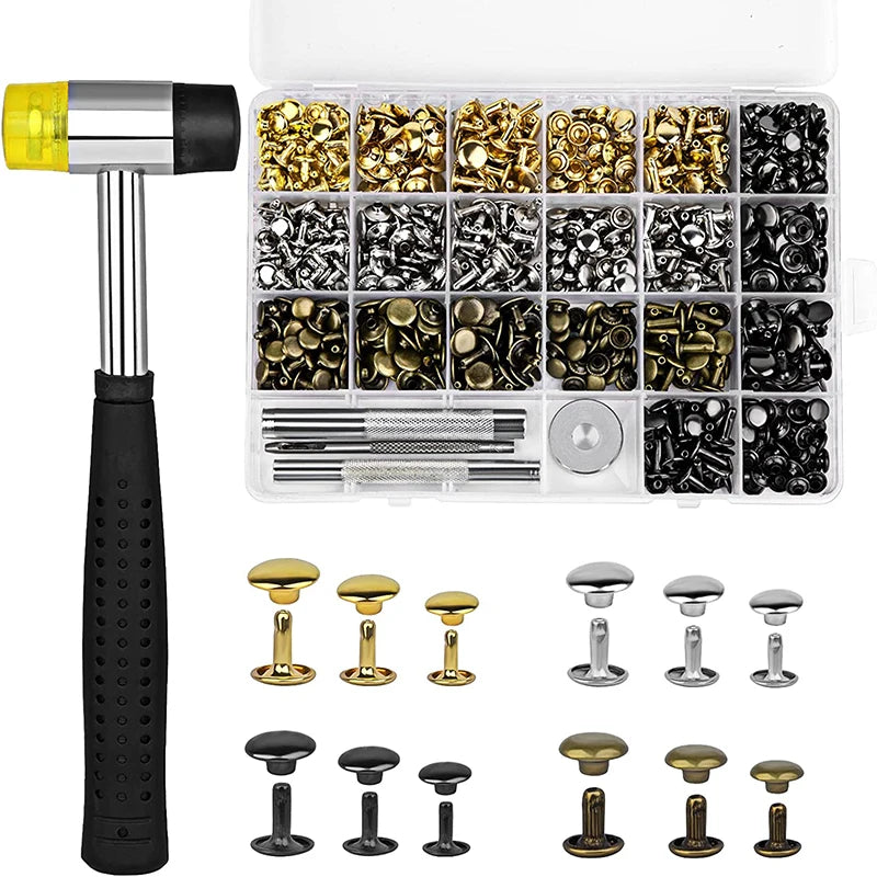 KRABALL 360 Set Double Cap Rivets Kit for Clothes Shoes Repair