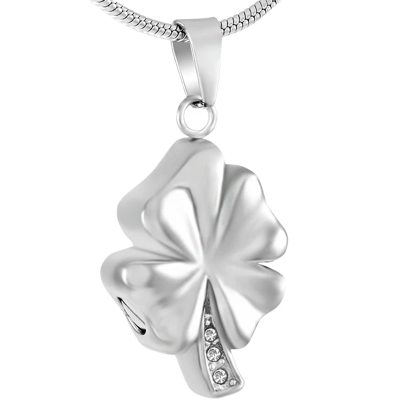 Steel Falling Leaf Shape Memorial Cremation Urn Necklace