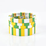Enamel Stretch Bracelet Rainbow Tile Charm Jewelry for Women