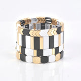 Enamel Stretch Bracelet Rainbow Tile Jewelry Set