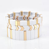 Enamel Stretch Bracelet Rainbow Tile Jewelry Set