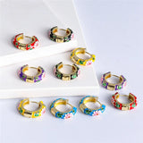 Colorful Enamel Flower Hoop Earrings Y2K Wedding Jewelry