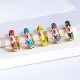 Colorful Enamel Flower Hoop Earrings Y2K Wedding Jewelry