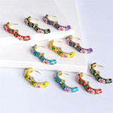 Colorful Enamel Flower Hoop Earrings Y2K Wedding Jewelry