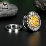 2PCS Sunflower Ear Piercing Plugs Tunnels Gauges Earrings Expander