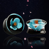 2PCS Stone Ear Flower Piercing Plugs Tunnel Body Jewelry Gauges Flesh Stretchers