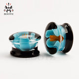 2PCS Stone Ear Flower Piercing Plugs Tunnel Body Jewelry Gauges Flesh Stretchers