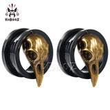 Bird Skull Ear Tunnels Plugs Earrings Stainless Steel Gauges