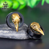 Bird Skull Ear Tunnels Plugs Earrings Stainless Steel Gauges