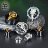 Bird Skull Ear Tunnels Plugs Earrings Stainless Steel Gauges