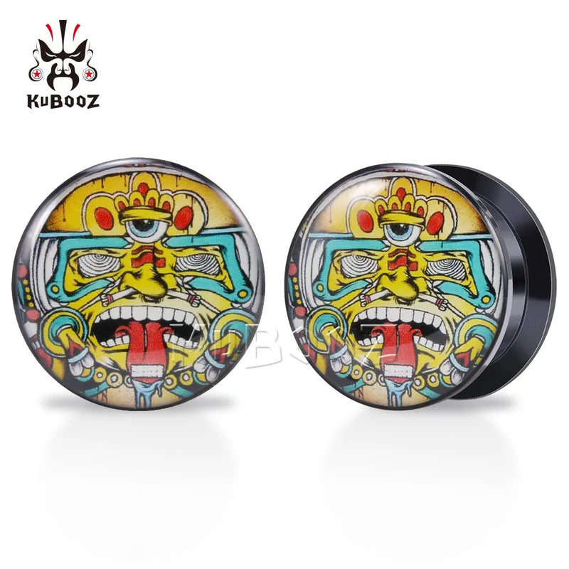 Abstract Tiger Ear Piercing Plugs Tunnels Earring Gauges 6-30mm 2PCS