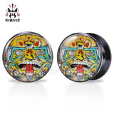 Abstract Tiger Ear Piercing Plugs Tunnels Earring Gauges 6-30mm 2PCS