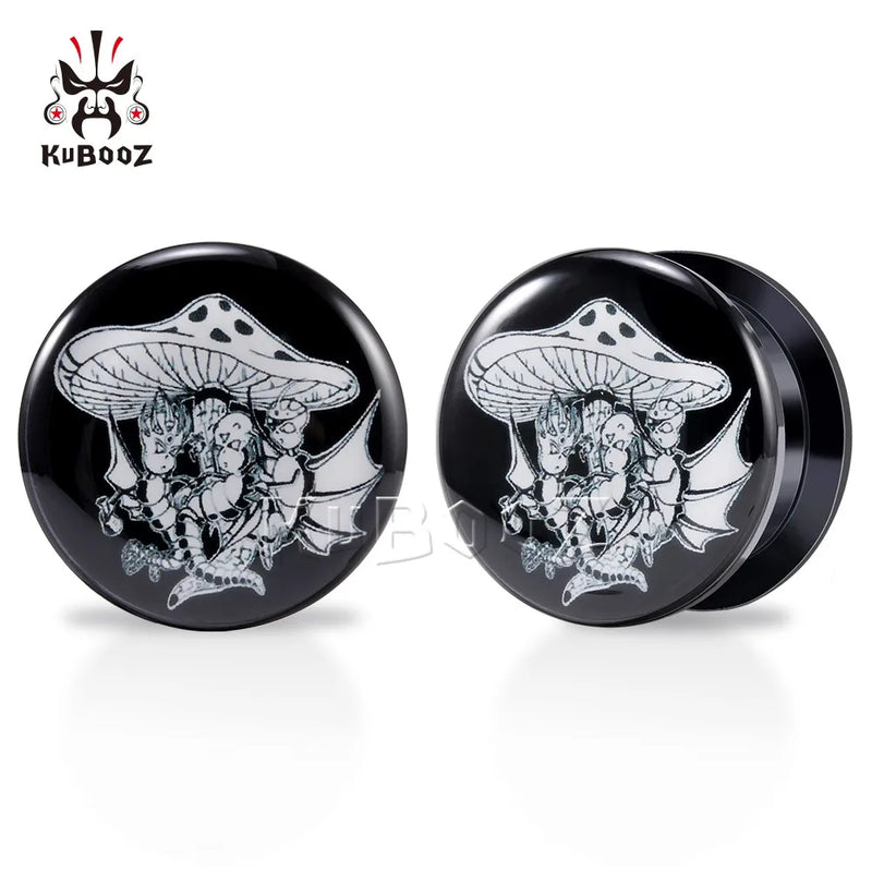 Cartoon Mushroom Earring Gauges Ear Plugs Tunnels 6-30mm 2PCS