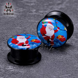 Christmas Acrylic Santa Claus Tree Ear Tunnels Plugs Piercing Earring Gauges