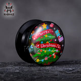 Christmas Acrylic Santa Claus Tree Ear Tunnels Plugs Piercing Earring Gauges