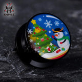 Christmas Acrylic Santa Claus Tree Ear Tunnels Plugs Piercing Earring Gauges