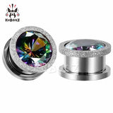 Ear Plugs Tunnels Gauges Stainless Steel Zircon Crystal Earring