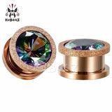 Ear Plugs Tunnels Gauges Stainless Steel Zircon Crystal Earring