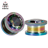 Ear Plugs Tunnels Gauges Stainless Steel Zircon Crystal Earring